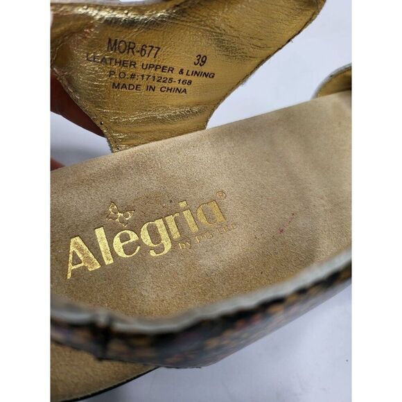 Alegria Morgyn Pretty Things Leather Floral Strap Wedge Sandals Size 8.5 (EU39) - Picture 3 of 11